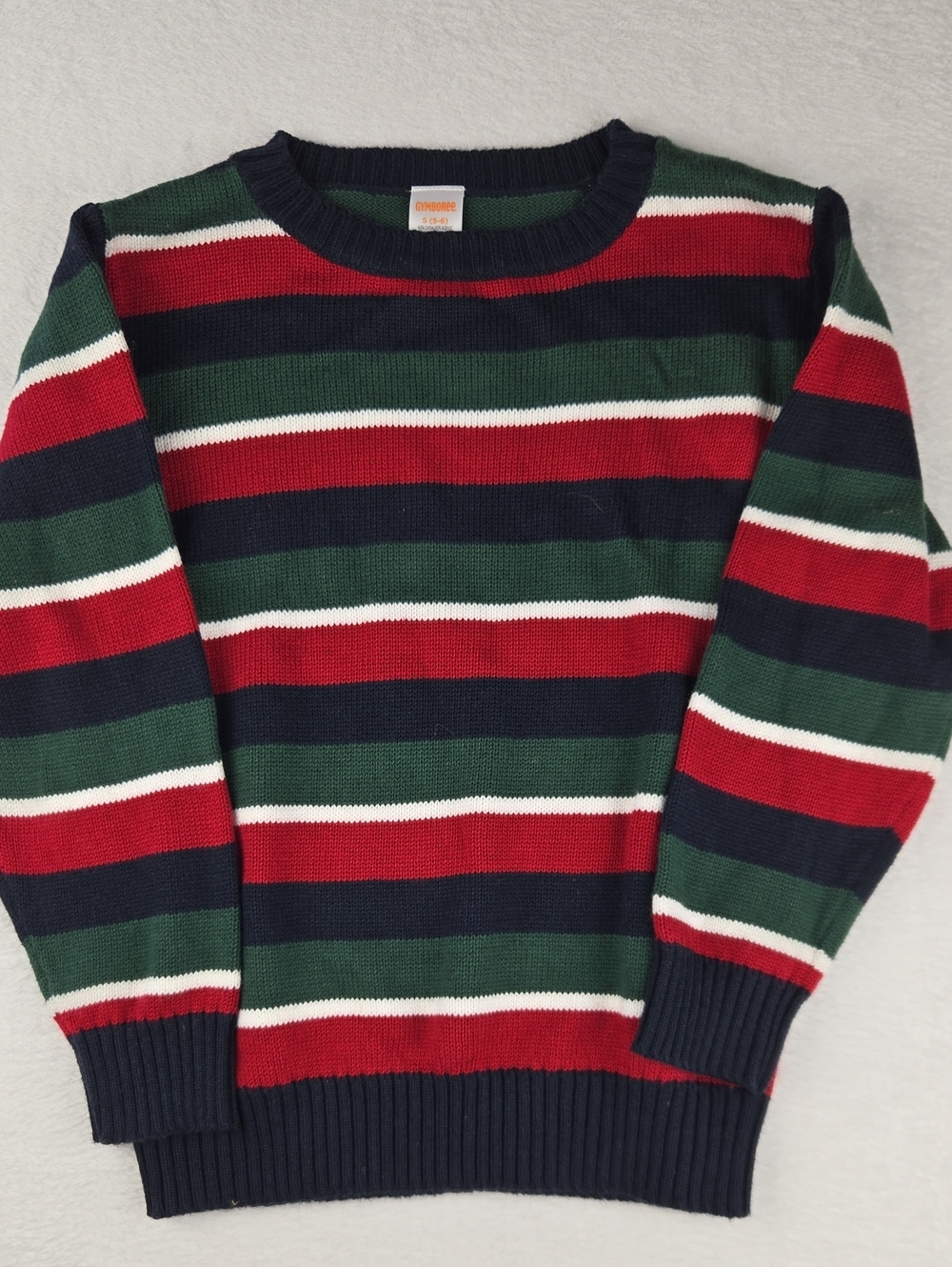 Gymboree Boys Striped Sweater Size 5-6 Small Blue Green Red